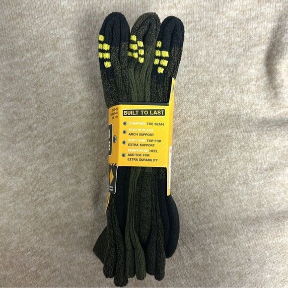 The ORRSUM Sock co. Unisex WORK SOCKS PACK OF 3 Black Heather Neon Green Yellow - Picture 2 of 8